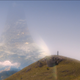 Master Chief walks up to meet Makee in a dream-like vision of the Halo ring.